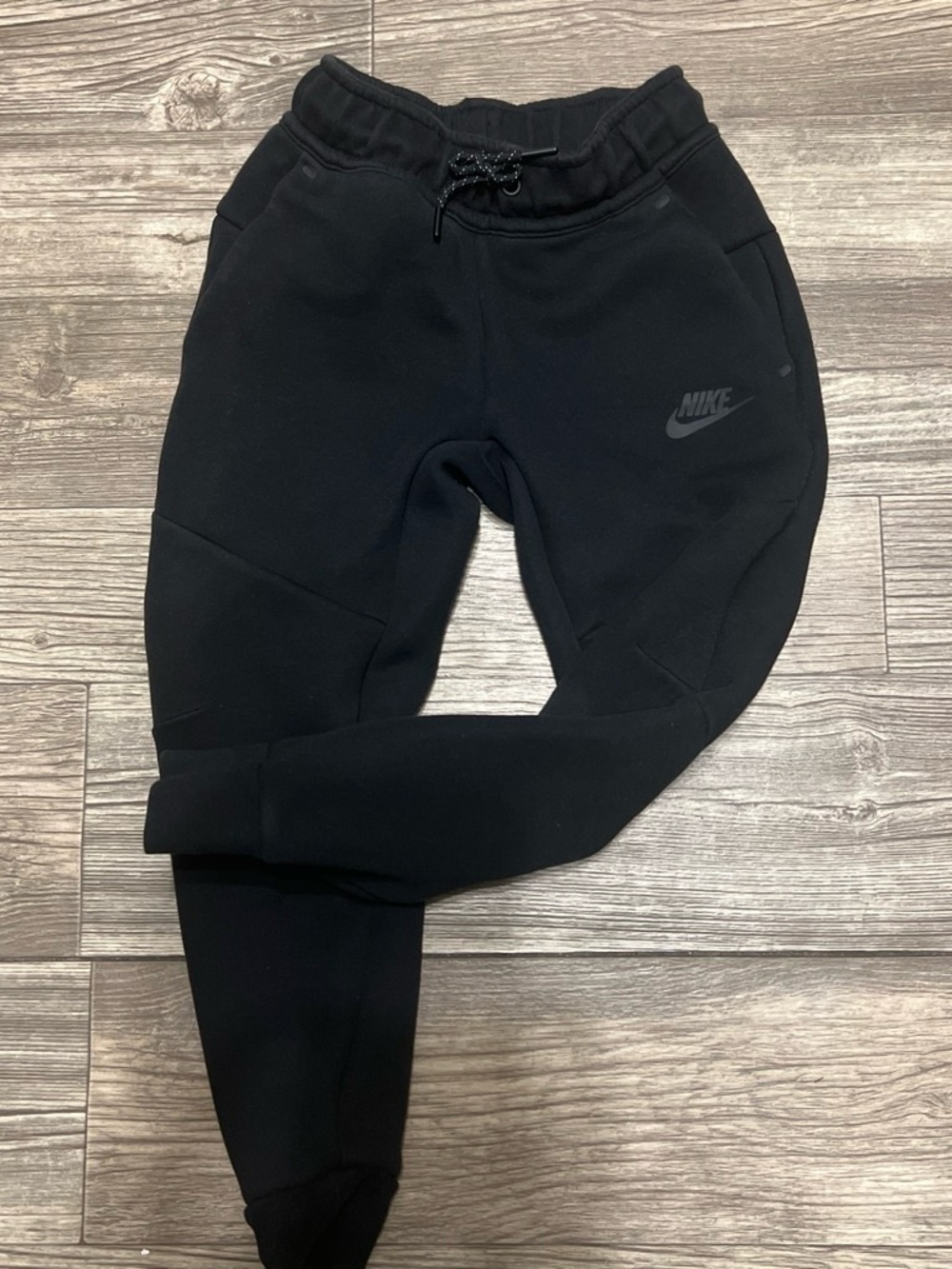 Nike Tech Kids Black Jogger Sweatpants with Swoosh